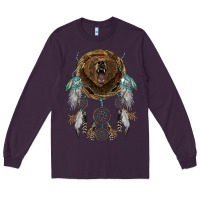 Plum bear  native dreamcatcher Long Sleeve Tee - BarkalooDesign