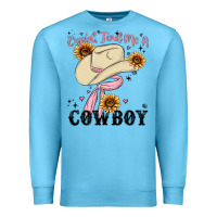 Ocean Blue cupid find me a cowboy Premium Sweatshirt - MaliasSmallBusiness