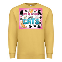 Antique Gold life is better with cats Premium Sweatshirt - MaliasSmallBusiness