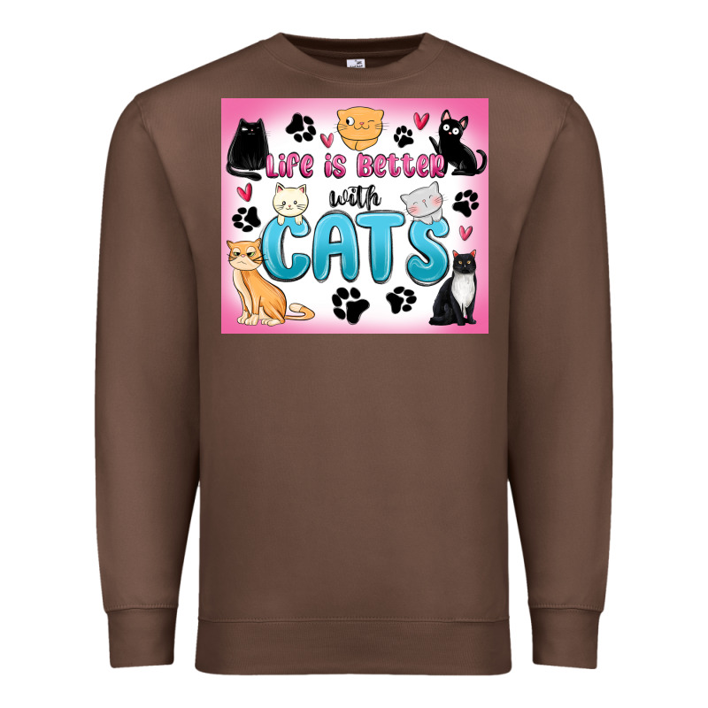 Life Is Better With Cats Premium Sweatshirt by MaliasSmallBusiness | Teevron