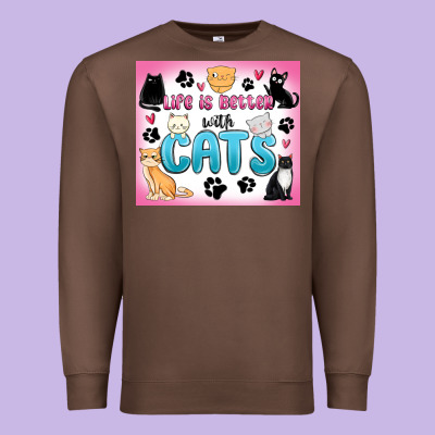 Premium Sweatshirt life is better with cats