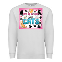 Dove Grey life is better with cats Premium Sweatshirt - MaliasSmallBusiness