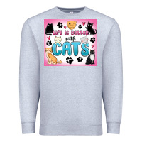 Heather Grey life is better with cats Premium Sweatshirt - MaliasSmallBusiness