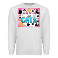 Oatmeal Heather life is better with cats Premium Sweatshirt - MaliasSmallBusiness