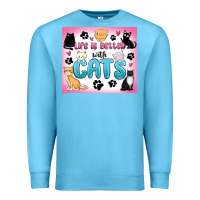 Ocean Blue life is better with cats Premium Sweatshirt - MaliasSmallBusiness