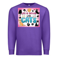 Purple life is better with cats Premium Sweatshirt - MaliasSmallBusiness