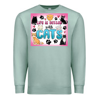 Seafoam life is better with cats Premium Sweatshirt - MaliasSmallBusiness