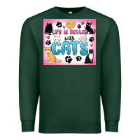 Sports Green life is better with cats Premium Sweatshirt - MaliasSmallBusiness