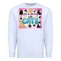 White life is better with cats Premium Sweatshirt - MaliasSmallBusiness