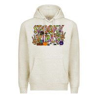 Oatmeal Heather spooky vibes Premium Hoodie - RacoonDesign
