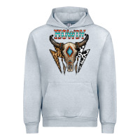 Heather Grey howdy boho skull Urban Hoodie - CowhideDigitalArt