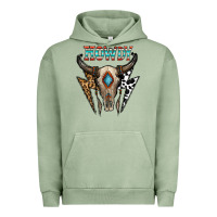 Pigment Oil Green howdy boho skull Urban Hoodie - CowhideDigitalArt