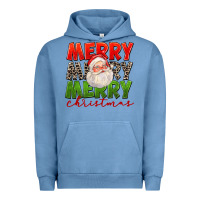 Pigment Pebble Blue Merry Christmas Santa Urban Hoodie - FaDigitalArtStudio