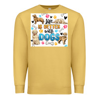 Antique Gold life is better with dogs Premium Sweatshirt - MaliasSmallBusiness