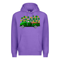 Purple st patricks shamrock gold truck Premium Hoodie - FaDigitalArtStudio
