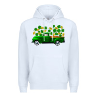 White st patricks shamrock gold truck Premium Hoodie - FaDigitalArtStudio