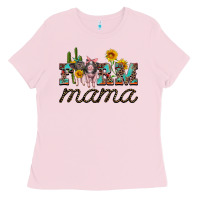 Bubblegum Pink farm mama with baby pigs Ladies Tee - Artiststas