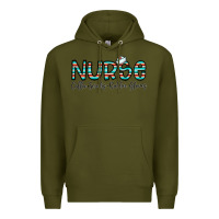 Army Green coffee scrubs and rubber gloves Premium Hoodie - CowhideDigitalArt