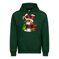 Forest Green Santa claus in a coffee cup Urban Hoodie - FaDigitalArtStudio