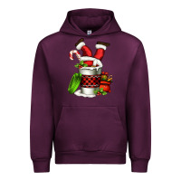 Mauve Wine Santa claus in a coffee cup Urban Hoodie - FaDigitalArtStudio