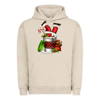 Pigment French Oak Santa claus in a coffee cup Urban Hoodie - FaDigitalArtStudio