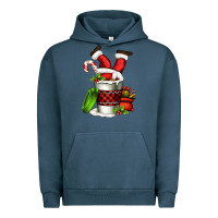 Pigment Midnight Navy Santa claus in a coffee cup Urban Hoodie - FaDigitalArtStudio