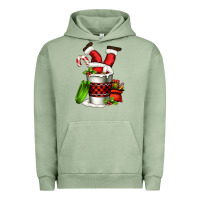 Pigment Oil Green Santa claus in a coffee cup Urban Hoodie - FaDigitalArtStudio