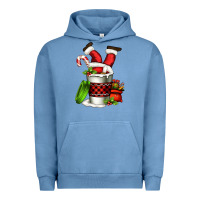 Pigment Pebble Blue Santa claus in a coffee cup Urban Hoodie - FaDigitalArtStudio
