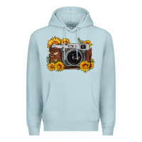 Blue Mist sunflower bee vintage camera Premium Hoodie - FaDigitalArtStudio