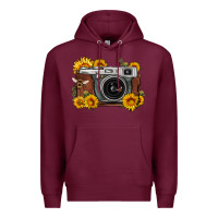Burgundy sunflower bee vintage camera Premium Hoodie - FaDigitalArtStudio