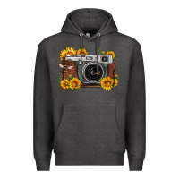 Charcoal Heather sunflower bee vintage camera Premium Hoodie - FaDigitalArtStudio