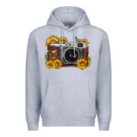 Heather Grey sunflower bee vintage camera Premium Hoodie - FaDigitalArtStudio