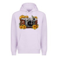 Lilac sunflower bee vintage camera Premium Hoodie - FaDigitalArtStudio