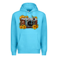 Ocean Blue sunflower bee vintage camera Premium Hoodie - FaDigitalArtStudio