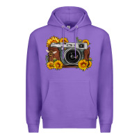 Purple sunflower bee vintage camera Premium Hoodie - FaDigitalArtStudio