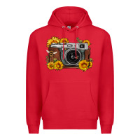 Red sunflower bee vintage camera Premium Hoodie - FaDigitalArtStudio