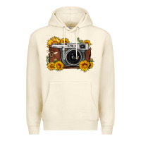 Sandshell sunflower bee vintage camera Premium Hoodie - FaDigitalArtStudio