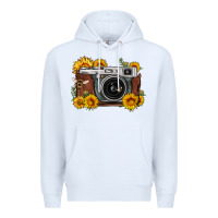 White sunflower bee vintage camera Premium Hoodie - FaDigitalArtStudio