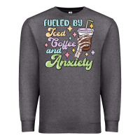Charcoal Heather fueled by iced coffee and anxiety Premium Sweatshirt - MaliasSmallBusiness
