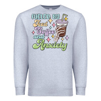 Heather Grey fueled by iced coffee and anxiety Premium Sweatshirt - MaliasSmallBusiness