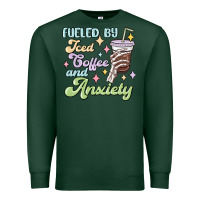 Sports Green fueled by iced coffee and anxiety Premium Sweatshirt - MaliasSmallBusiness