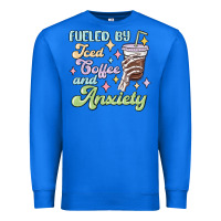 True Royal fueled by iced coffee and anxiety Premium Sweatshirt - MaliasSmallBusiness