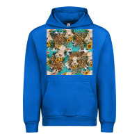 Cobalt charolais cow and sunflowers seamless pattern Urban Hoodie - HRA Design Shop