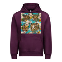 Mauve Wine charolais cow and sunflowers seamless pattern Urban Hoodie - HRA Design Shop
