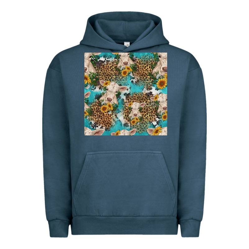 Charolais Cow And Sunflowers Seamless Pattern Urban Hoodie by HRA Design Shop | Teevron