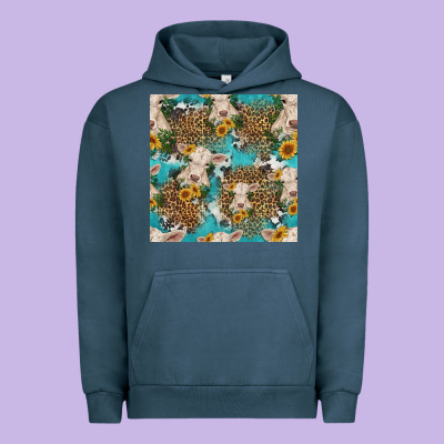 Charolais Cow And Sunflowers Seamless Pattern Urban Hoodie Designed By Hra Design Shop