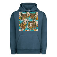 Pigment Midnight Navy charolais cow and sunflowers seamless pattern Urban Hoodie - HRA Design Shop