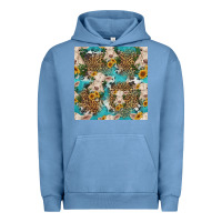 Pigment Pebble Blue charolais cow and sunflowers seamless pattern Urban Hoodie - HRA Design Shop