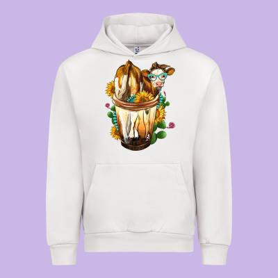 Simmental Cow Bobba Cup Urban Hoodie Designed By Fadigitalartstudio
