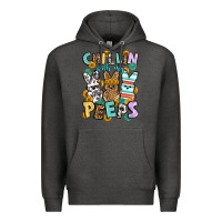 Charcoal Heather Chillin with my peeps Easter Premium Hoodie - OliviaCreatesArt